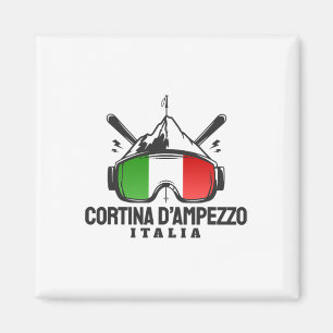 Cortina D'ampezzo Italy Retro Ski Resort Skiing  Magnet