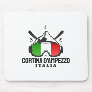 Cortina D'ampezzo Italy Retro Ski Resort Skiing Mouse Mat