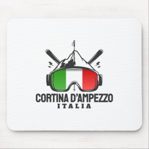 Cortina D'ampezzo Italy Retro Ski Resort Skiing Mouse Mat