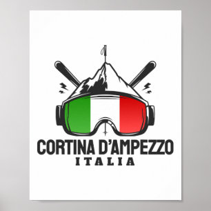 Cortina D'ampezzo Italy Retro Ski Resort Skiing Poster