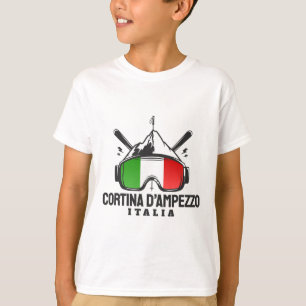 Cortina D'ampezzo Italy Retro Ski Resort Skiing  T-Shirt