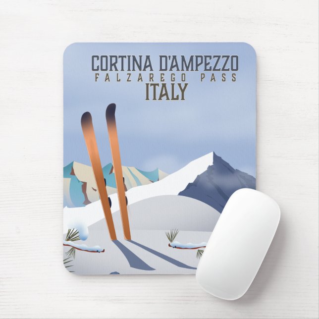 Cortina d'Ampezzo Italy Ski poster Art Print Mouse Mat (With Mouse)