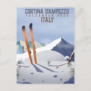 Cortina d'Ampezzo Italy Ski poster Art Print Postcard