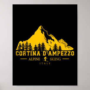 Cortina D'ampezzo Italy Ski Resort Alpine Skiing A Poster