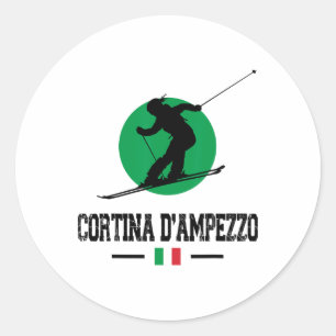 Cortina D'ampezzo Italy Ski Resort Alps Italian Sk Classic Round Sticker