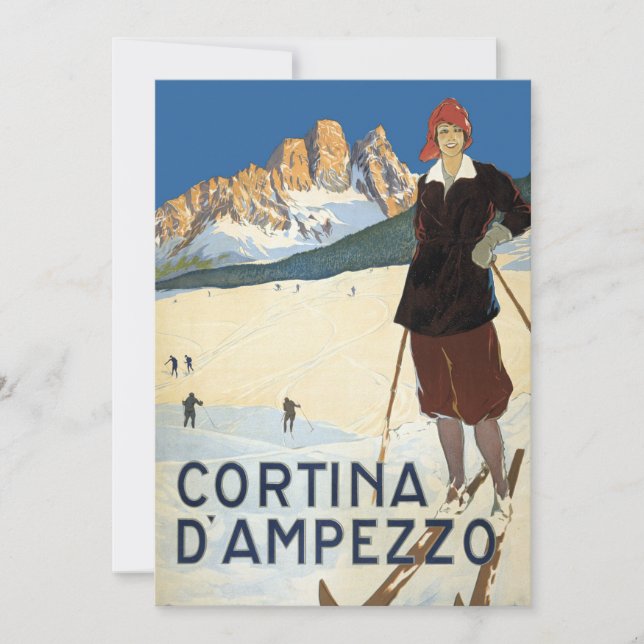 Cortina d'Ampezzo, Italy, Vintage Travel Ski Alps (Front)