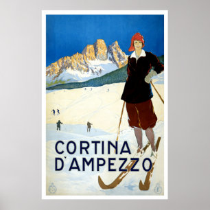"Cortina d'Ampezzo" Vintage Travel Poster