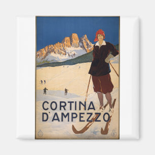 Cortina d'Ampezzo Vintage Travel Poster Art Magnet