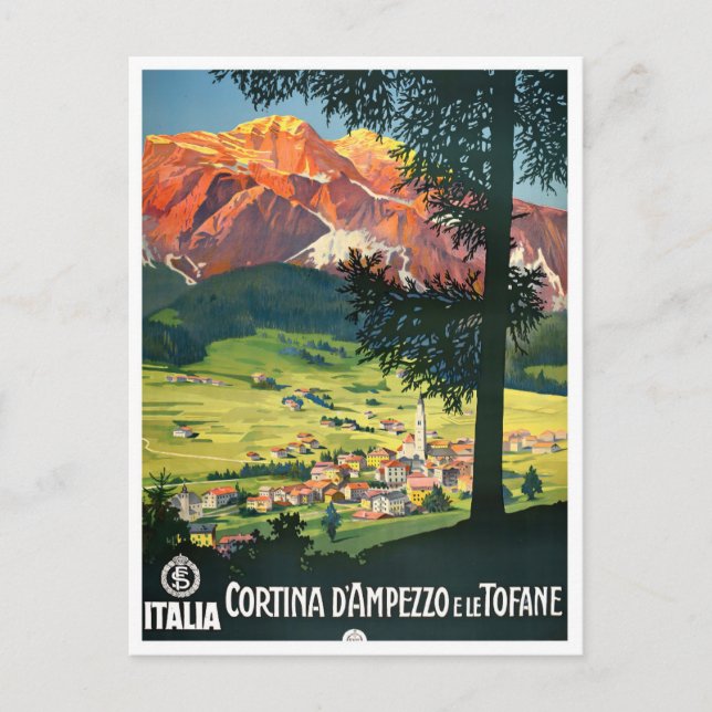 Cortina Italy vintage travel  Postcard (Front)