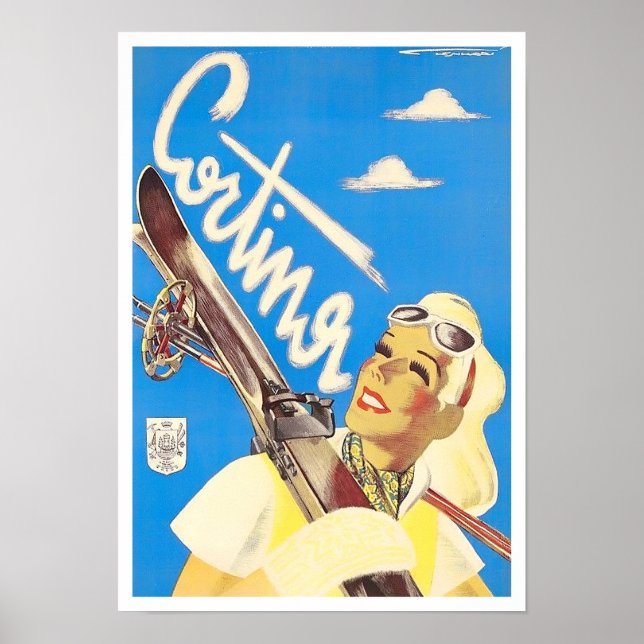 Cortina Italy vintage travel Poster (Front)
