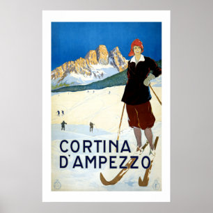 Cortina Italy Vintage Travel Poster
