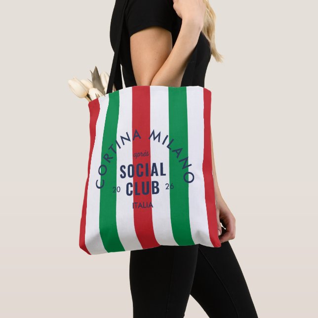 Cortina Milano Apres Social Club Italia Winter Tote Bag (Close Up)