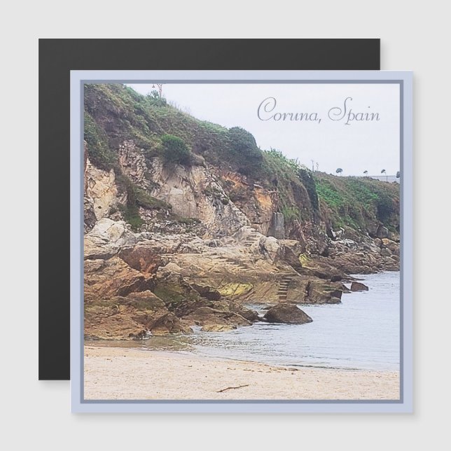 Coruna, Spain | Sandy Bay Ocean Inlet Magnet Card (Front/Back)