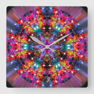 Coruscation Stellar Kaleid Square Wall Clock