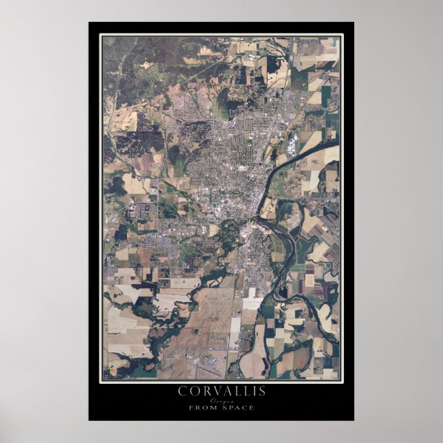 Corvallis Oregon From Space Satellite Map Poster (Front)