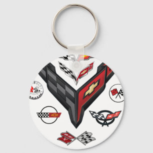CORVETTE 8 GENERATIONS BADGE KEY RING