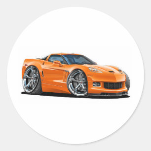 corvette art classic round sticker