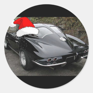 Corvette Black Split Window/Christmas Classic Round Sticker