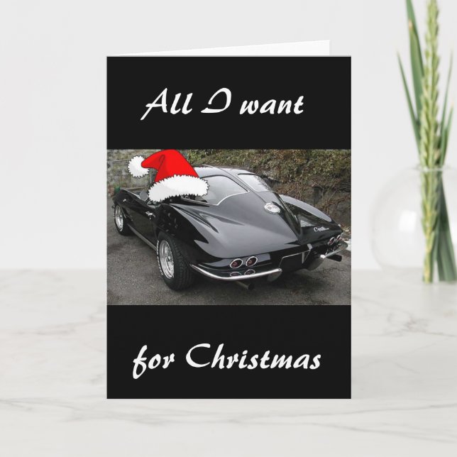 Corvette Black Split Window/Christmas Holiday Card (Front)