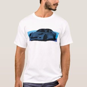 Corvette C6 Blue Sportscar with Blue Stripe  T-Shirt