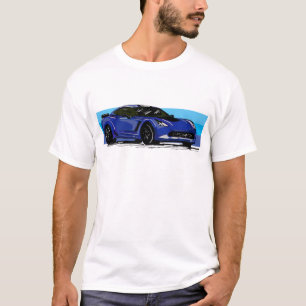 Corvette C7 Blue Sportscar with Blue Stripe T-Shirt