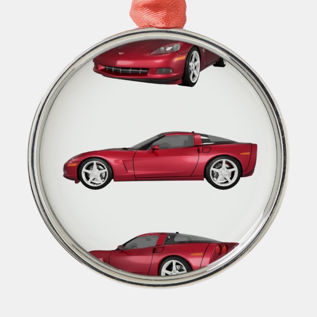 Corvette: Candy Apple Finish Metal Tree Decoration (Front)