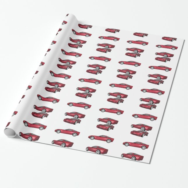 Corvette: Candy Apple Finish Wrapping Paper (Unrolled)