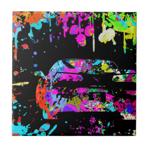 Corvette Paint Splatter Graffiti Effect Tile