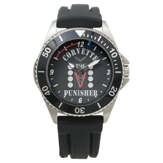 Corvette the V8 Punisher Black/Blue Watch (Front)