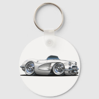Corvette White Convertible Key Ring