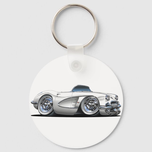 Corvette White Convertible Key Ring (Front)