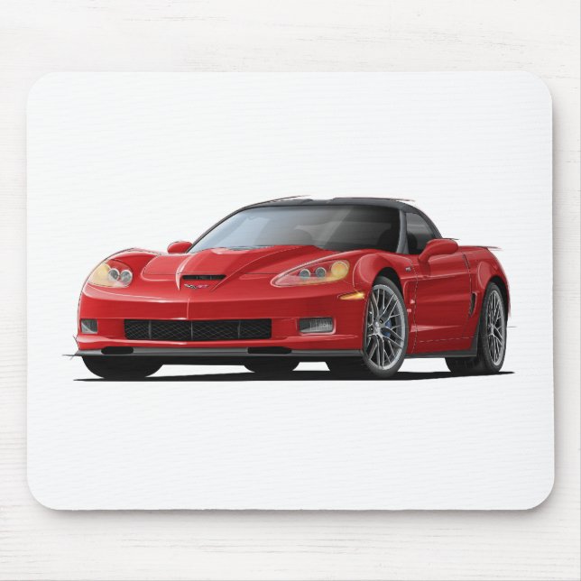 Corvette ZR1 Red Car Mouse Mat (Front)