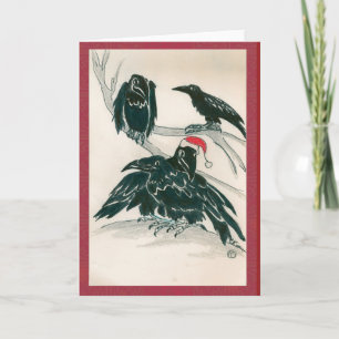 Corvid Characters Posing for Christmas Holiday Card