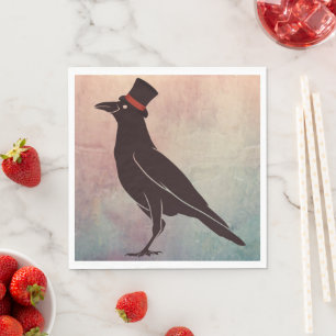 Corvids - Tophat Blackbird Raven Napkin