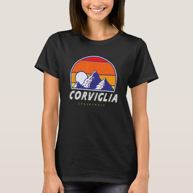 Corviglia Graubünden  Switzerland Retro 80s Ski Ho T-Shirt (Front)