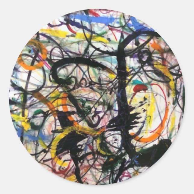 Corvus (Crow) Abstract Jeff Hankamer Artjunkhaus Classic Round Sticker (Front)