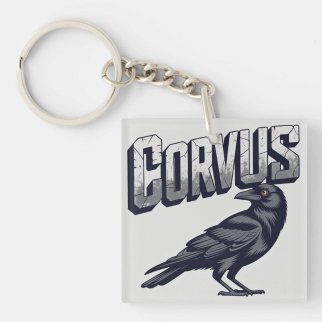 Corvus Raven Mascot Graphic Key Ring (Front)