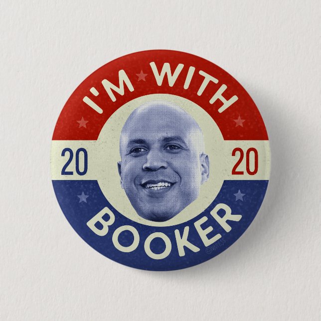 Cory Booker President 2020 Democrat Photo Retro 6 Cm Round Badge (Front)