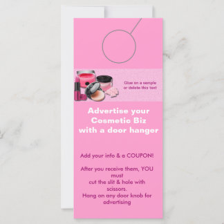 Cosmetic Advertising DOOR HANGER promotion tags