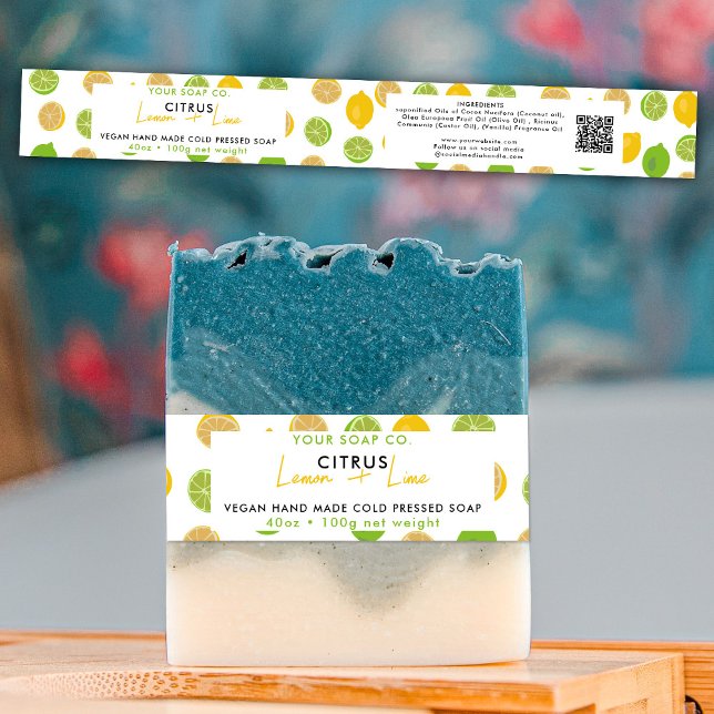 Cosmetic Bar Soap Band Product Label Wrap Lemon Invitation Belly Band (Creator Uploaded)