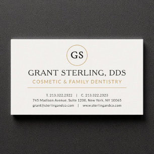 Cosmetic Dentist White Gold Modern Elegant Luxury Business Card