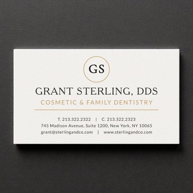 Cosmetic Dentist White Gold Modern Elegant Luxury Business Card (Creator Uploaded)