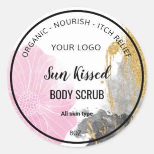 Cosmetic product Label with water colour flowers