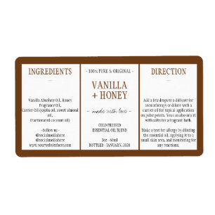 Cosmetic Vanilla Honey Ingredients brown