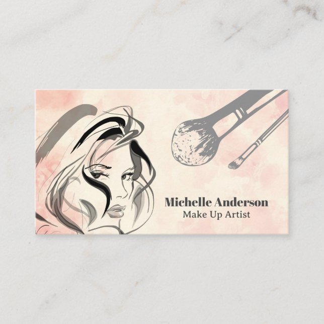 Cosmetic Women Beauty | Make Up Brushes Business Card (Front)