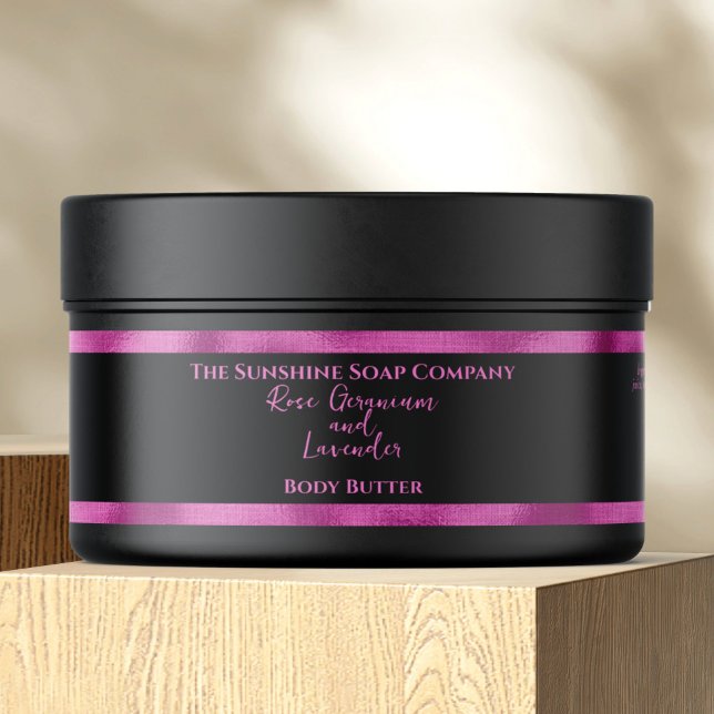 Cosmetics Jar Label - Black and Fuchsia Foil (Creator Uploaded)