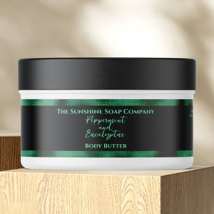 Cosmetics Jar Label - Black and Green Foil