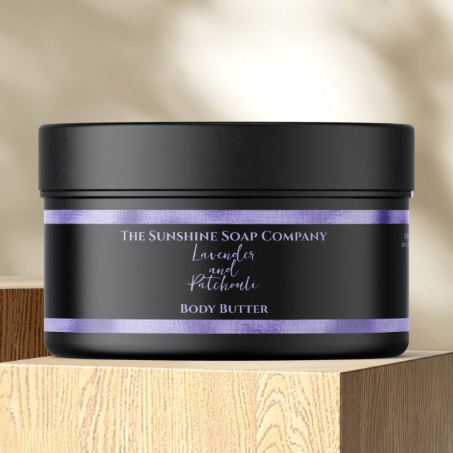 Cosmetics Jar Label - Black and Purple Foil (Creator Uploaded)