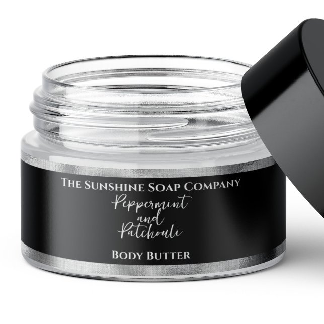 Cosmetics Jar Label - Black and Silver Foil (Creator Uploaded)