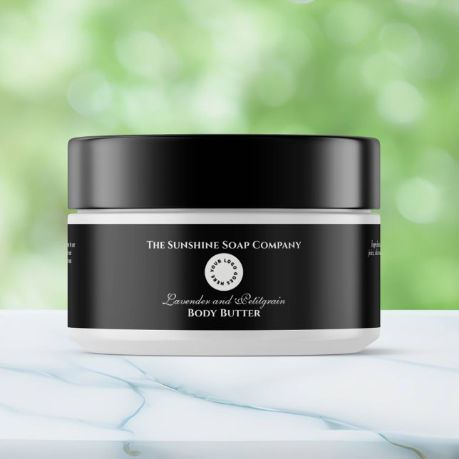 Cosmetics Jar Label - Black with logo (Creator Uploaded)